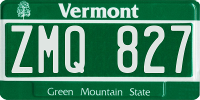 VT license plate ZMQ827