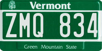 VT license plate ZMQ834