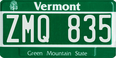 VT license plate ZMQ835