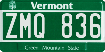 VT license plate ZMQ836