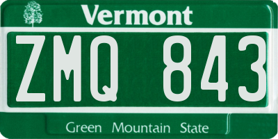 VT license plate ZMQ843