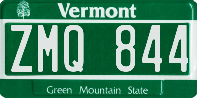 VT license plate ZMQ844