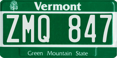 VT license plate ZMQ847