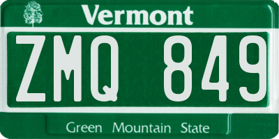 VT license plate ZMQ849