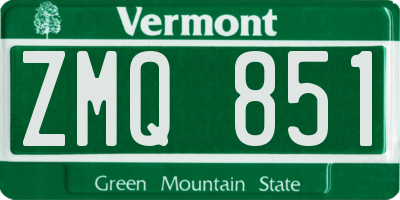 VT license plate ZMQ851