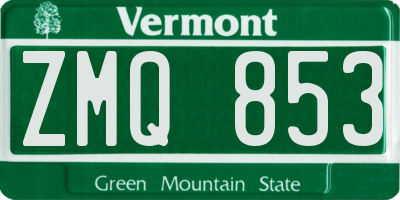 VT license plate ZMQ853