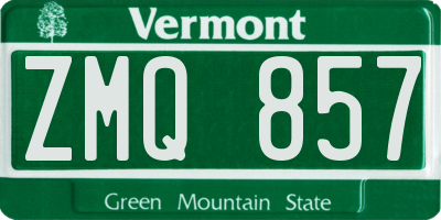 VT license plate ZMQ857