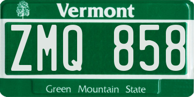 VT license plate ZMQ858