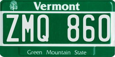 VT license plate ZMQ860
