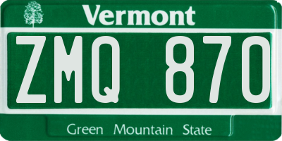 VT license plate ZMQ870