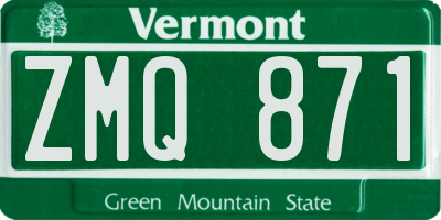 VT license plate ZMQ871