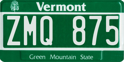 VT license plate ZMQ875