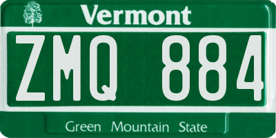 VT license plate ZMQ884