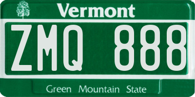 VT license plate ZMQ888