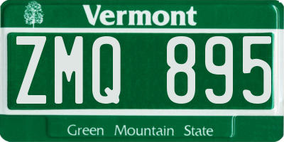 VT license plate ZMQ895