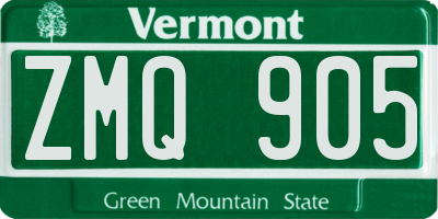 VT license plate ZMQ905