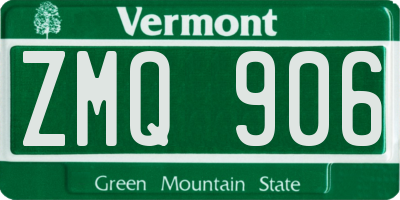 VT license plate ZMQ906