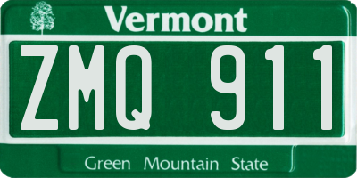 VT license plate ZMQ911
