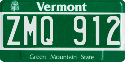 VT license plate ZMQ912