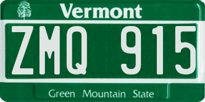 VT license plate ZMQ915