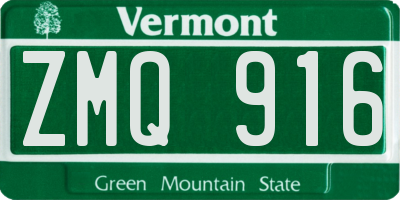 VT license plate ZMQ916