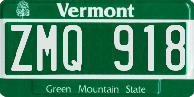 VT license plate ZMQ918