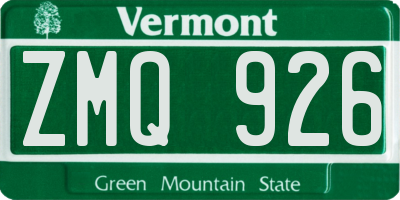 VT license plate ZMQ926