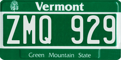 VT license plate ZMQ929