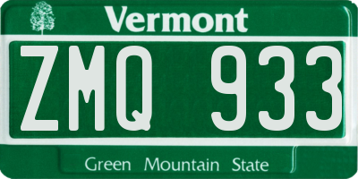 VT license plate ZMQ933