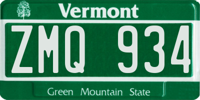 VT license plate ZMQ934