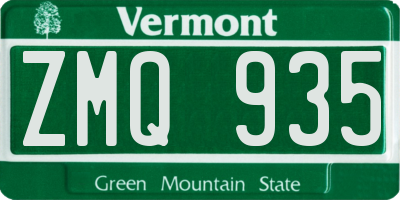 VT license plate ZMQ935