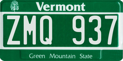 VT license plate ZMQ937