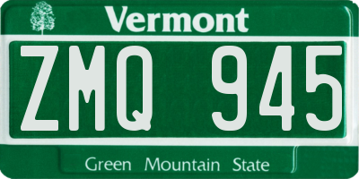 VT license plate ZMQ945