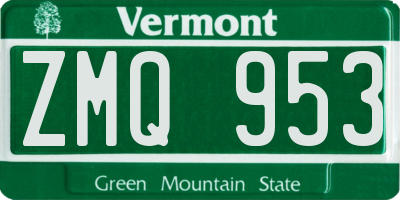 VT license plate ZMQ953