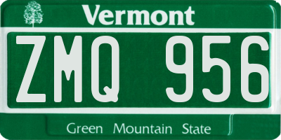VT license plate ZMQ956