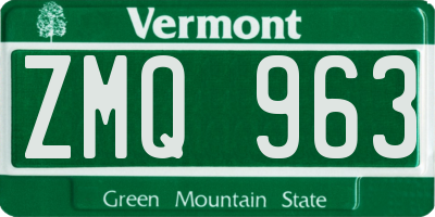 VT license plate ZMQ963