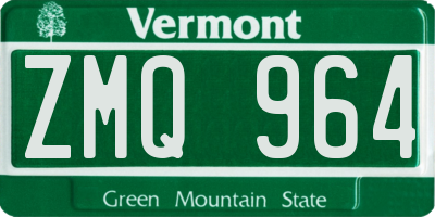 VT license plate ZMQ964