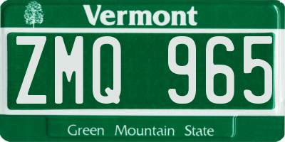 VT license plate ZMQ965
