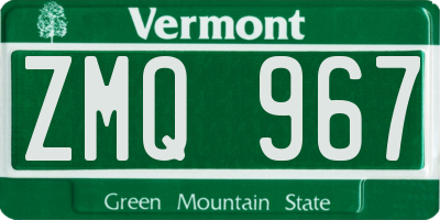 VT license plate ZMQ967