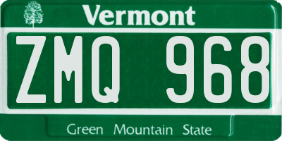 VT license plate ZMQ968