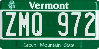 VT license plate ZMQ972