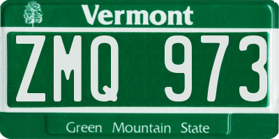 VT license plate ZMQ973