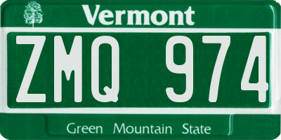 VT license plate ZMQ974