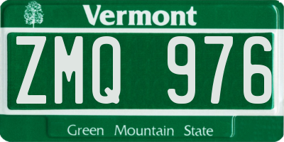 VT license plate ZMQ976