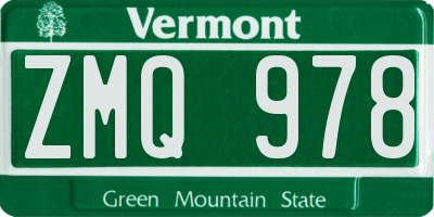 VT license plate ZMQ978