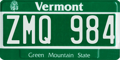 VT license plate ZMQ984