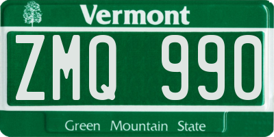 VT license plate ZMQ990