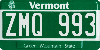 VT license plate ZMQ993