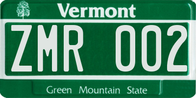 VT license plate ZMR002