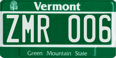 VT license plate ZMR006